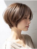 ☆ホワイトグレージュミニウルフデジタルパーマチェリーブラウン
