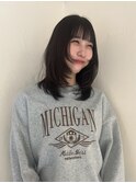 黒髪ストレートロングレイヤーミディアム髪質改善ストレートヘア