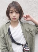 前髪 シースルーバング ひし形シルエット ショートボブ