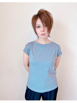 ヘアー キュート(hair CUtE) オレンジベージュな攻めショートウルフ!