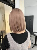 20代30代ボブ肩ラインダブルカラーピンクカラー