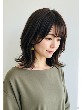 アントワープトーキョー(antwerp TOKYO) 30代40代50代外ハネミディアムフェイスレイヤー髪質改善白髪染め