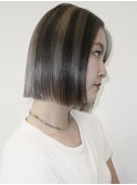 切りっぱなしボブ/デザインカラー／ローライト/セクションカラー