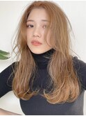 20代30代大人美人小顔ブリーチあり韓国ヘアくすみベージュ