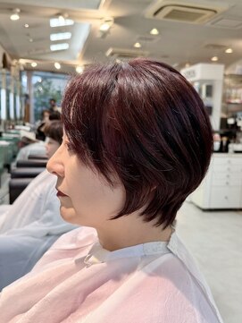 クローバー(CLOVER) ショートボブ×ブリーチなしレッドバイオレットカラー