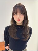 韓国風レイヤーカットブリーチダブルカラー前髪