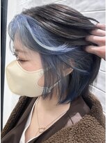 stair : case ginza7【ステアケース】&nbsp;大人ボブ丸みショート×インナーカラー　ブルー