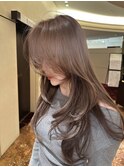 透明感グレージュ×韓国風レイヤーロング