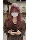 ロングレイヤーとピンクベージュ