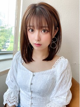 アフロート ディル(AFLOAT D'L) 20代30代40代大人かわいいボブ フェザーバング カーキグレージュ