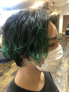 ボウ(BOW) クセ感ニュアンスパーマ×ミントグリーン