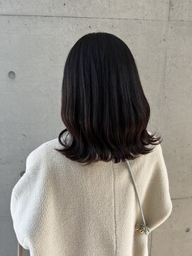 アチーブ ヘア デザイン(achieve hair design) ナチュラル暗髪黒髪ブラックピンク 外ハネくびれミディ