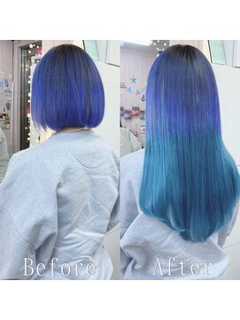 あるじゃんすー 名古屋店 オーシャンブルー#シールエクステ#グラデーションカラー#名古屋