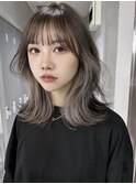 韓国ヘアグレージュカラーブリーチ無し髪質改善イヤリングカラー