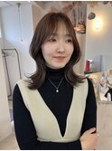 マロンベージュ／韓国くびれヘア