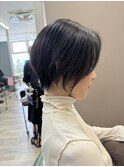 軽やか夏ショートボブ小顔ピンクブラウン透明感似合わせカット