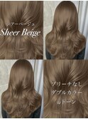 シアーベージュ　ブリーチなし　レイヤーカット　海外風