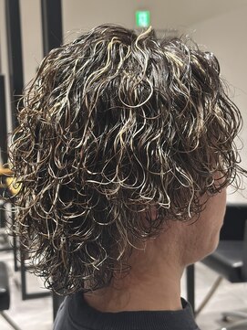 オーシャントーキョー 神戸(OCEAN TOKYO KOBE) 波巻きミディアムハイライトメッシュセンターパートウルフ