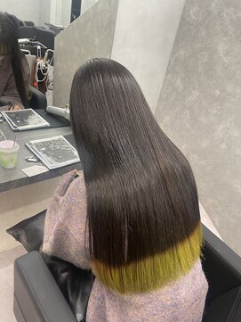 ジエクト ヴィシア(The Ect VIXIA) ロングストレート/裾カラー/イエロー/エンドカラー