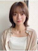 前髪 アンブレラカラー こなれミディ イメチェン ウェーブパーマ