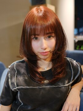 ピークアブー 原宿ハラカド(PEEK-A-BOO) 姫カットレイヤーロングミディアムハッシュカットボルドー