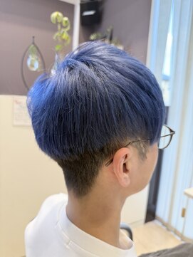 ワイボンドヘアー(Y bond hair) メンズカット×ブルーカラー