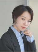 前下がりショート・ボブ/パーマ/前髪なし/30代/40代/50代/長め