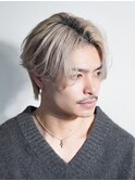 フェザーパーマ/ブルーブラック/刈り上げセンターパート[新宿]