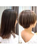 ショートボブ髪型30代40代50代前髪あり前髪なし面長丸顔【倉田】