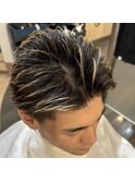 金メッシュハイライトカラーツーブロック爽やかスパイキーウルフ