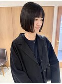 "久保田"ミニボブ顔周りカットぱつっとボブ暗髪透明感カラー