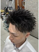 ヘアーパークキューブ&nbsp;0.5mmフェードツーブロ×スパイキーショート