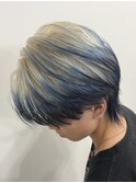 メンズセンターパートデザインカラーエンドカラーハイトーン原宿