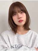 ボブ/レイヤーカット/顔周りカット/ベージュ/透明感カラー