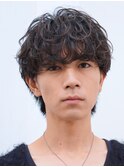 心斎橋シャドウパーマメンズマッシュウルフカット波巻きパーマ