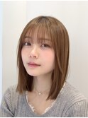 表参道酸性ストレートパーマ艶髪ミディアムレイヤーベージュ40代