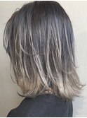 イメチェンヘアスタイル 外ハネボブ バレイヤージュカラー 小岩
