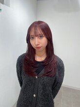 ミリヘアー(mili hair) ワインレッド×ハッシュレイヤー