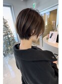 大人ショートボブ丸みショートカットマッシュショート前髪あり