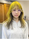 個性派黄色デザインカラーレイヤーカット横浜　成田
