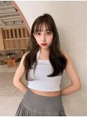 韓国風くびれレイヤーカット×グレージュ×透明感ブラウン川又