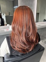 トーン(tone)&nbsp;レイヤーたっぷり/オレンジカラー/ロングレイヤー/韓国風カット