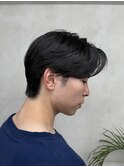 メンズセンターパートニュアンスパーマアップバング