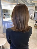 大人セミディ鎖骨レングスココアブラウン外ハネヘア赤羽美容室