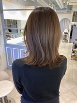 シェノン 赤羽店(CHAINON)&nbsp;大人セミディ鎖骨レングスココアブラウン外ハネヘア赤羽美容室