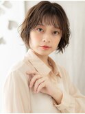 ゆるふわショート/小顔カット/オン眉/ショコラブラウン/30代e