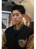 メンズスパイキーショート刈り上げスキンフェード眉毛カット岡山