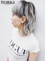 ワークス ヘアデザイン(WORKS HAIR DESIGN) ウルフマッシュバング ホワイトグレーベージュ