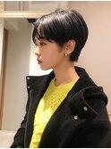 マッシュショート_ネイビーカラーミントカラー前髪
