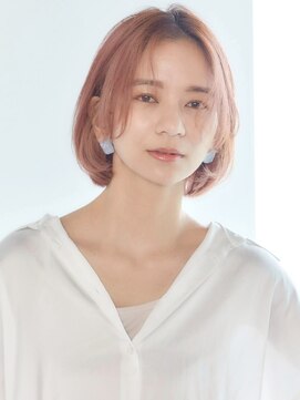 フォンズ(FONS) 耳かけ ミニボブ ピンクベージュ ピンクカラー 顎ラインボブ